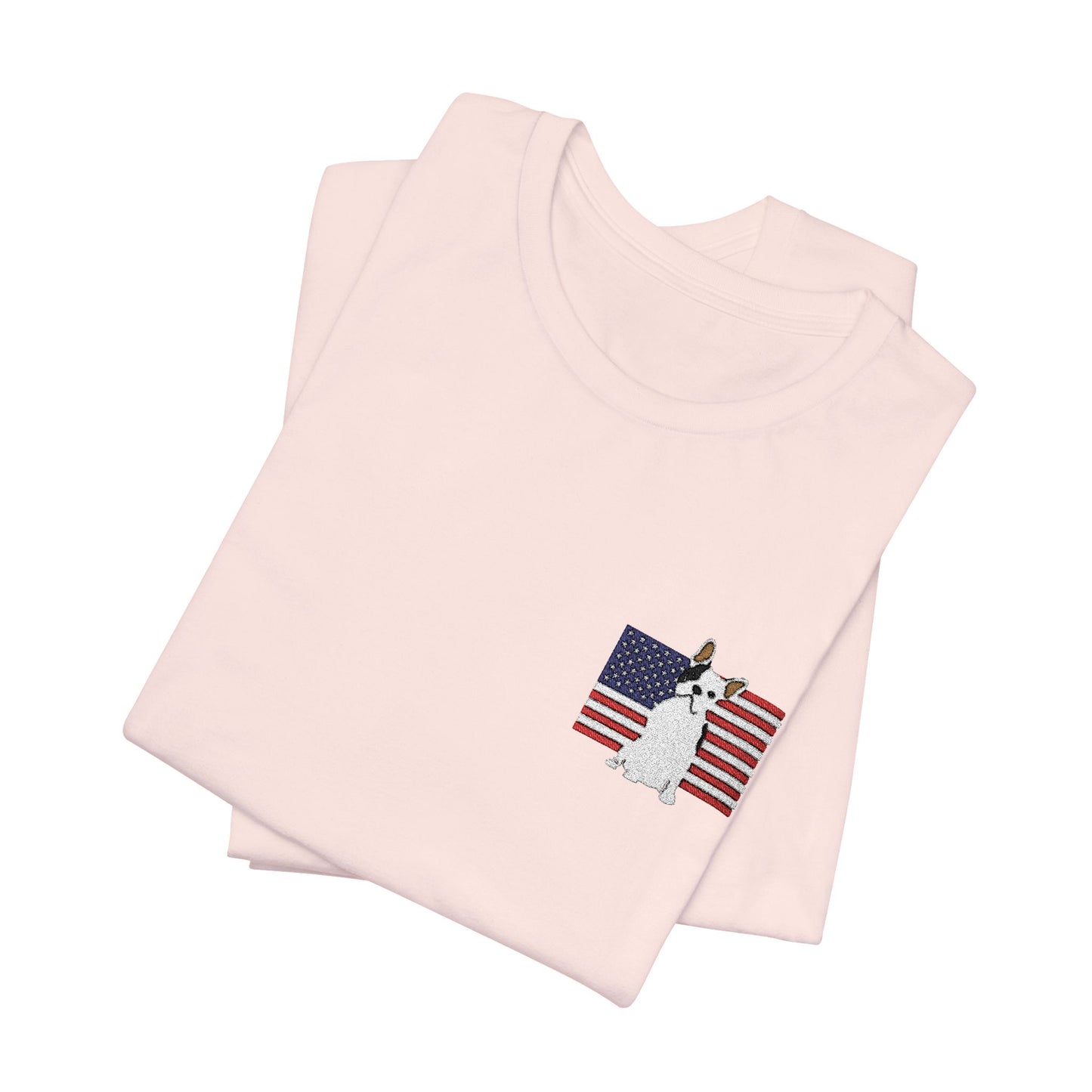 Embroidered Flag Piebald Frenchie TShirt