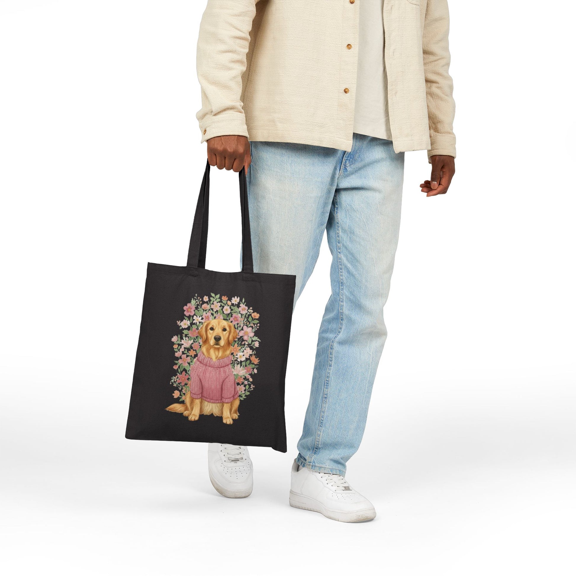 Golden Retriever Bouquet Tote Bag