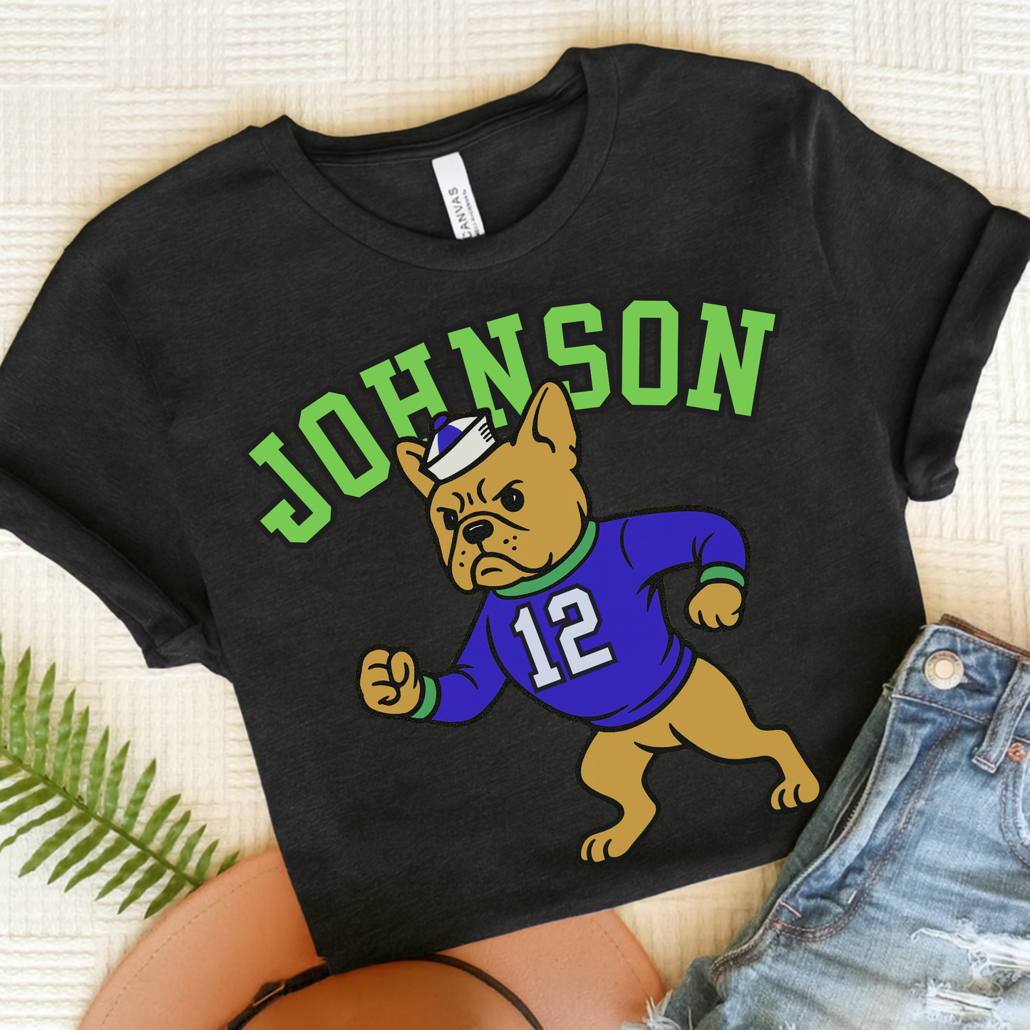 Fawn Frenchie College Mascot TShirt Dark Grey Heather