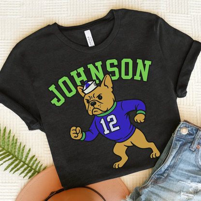 Fawn Frenchie College Mascot TShirt Dark Grey Heather