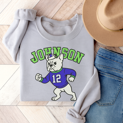 White Frenchie College Mascot Sweatshirt Ash