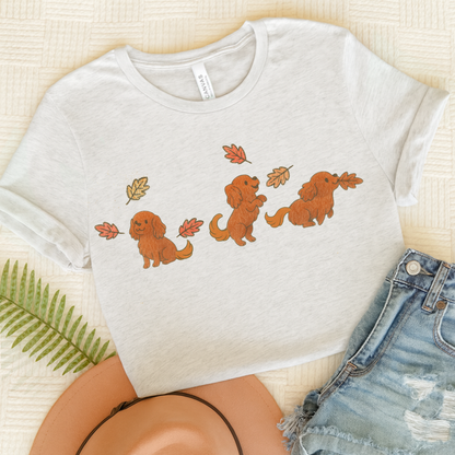Ruby Cavalier Chasing Leaves TShirt Ash