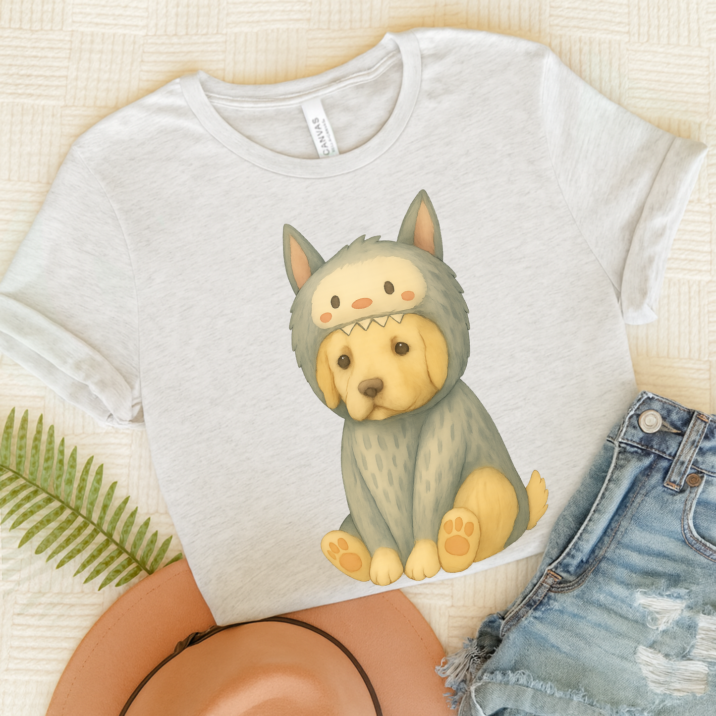 Little Monster Golden Retriever Tshirt Ash