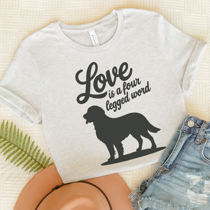 Golden Retriever Four Legged Word TShirt Ash
