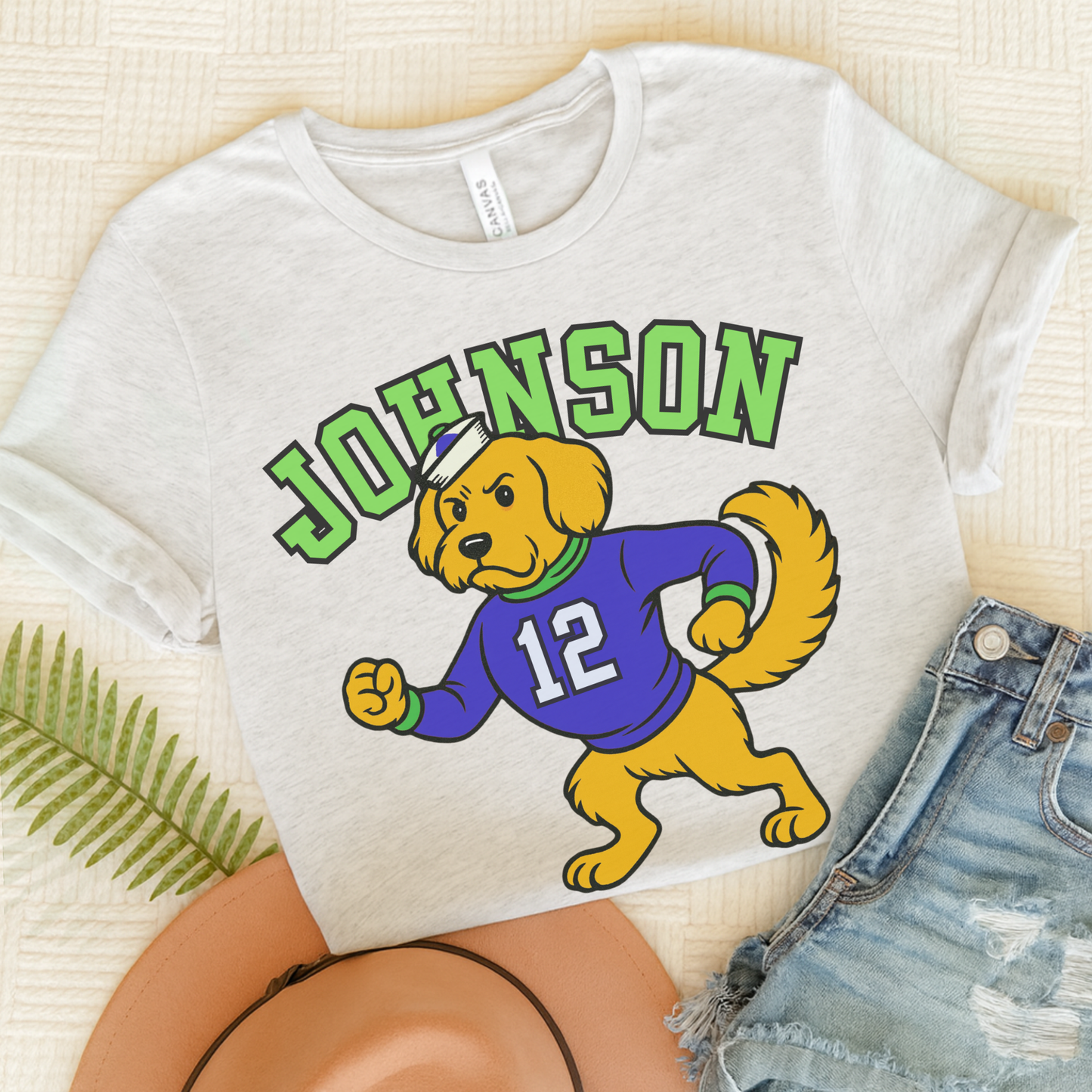 Golden Retriever College Mascot TShirt Ash