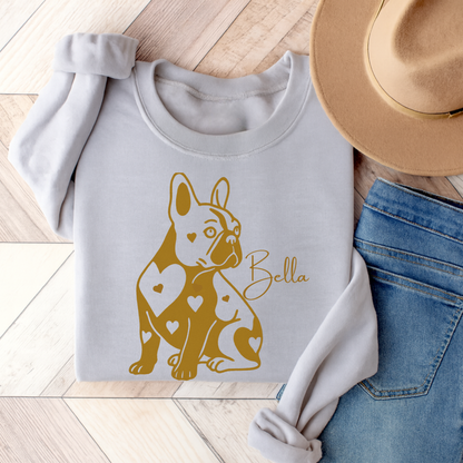 French Bulldog Heart Dog Sweatshirt Ash