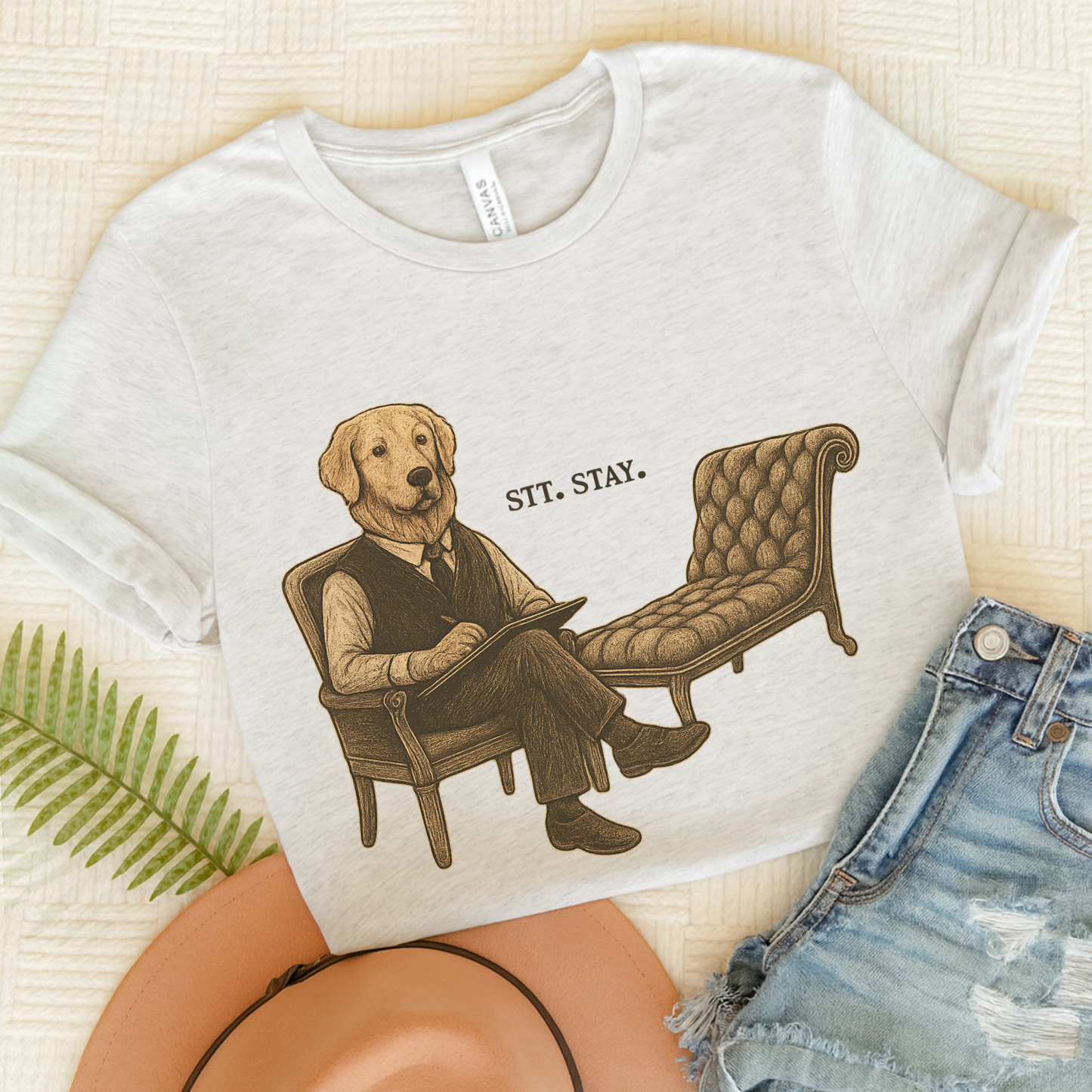 Therapy Golden Retriever Tshirt Ash