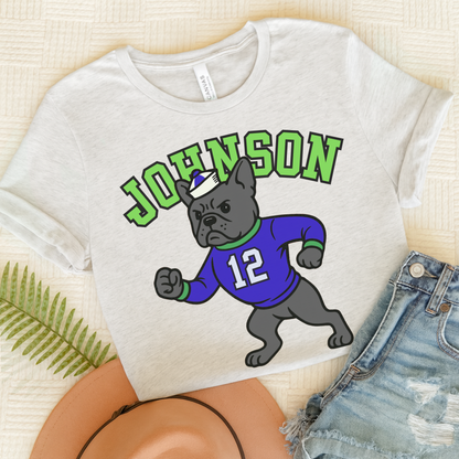 Black Frenchie College Mascot TShirt Ash