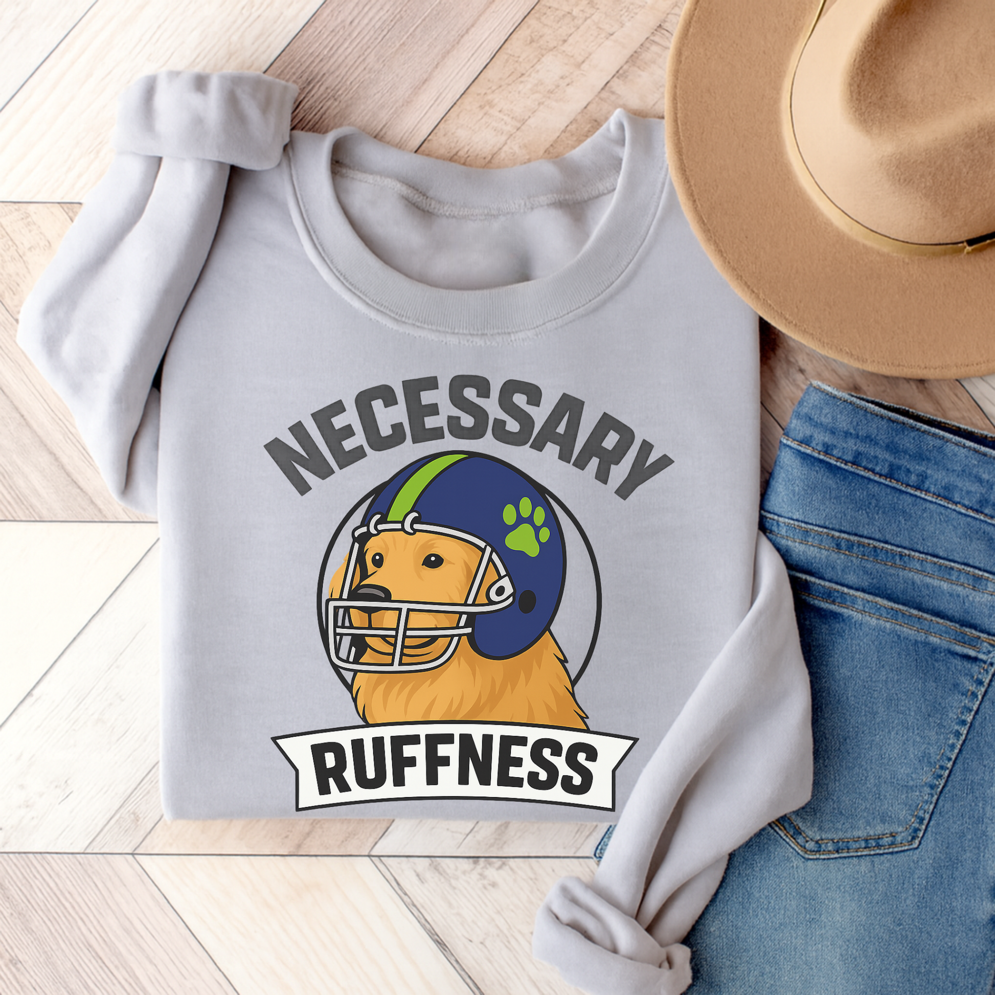 Football Golden Retriever Sweatshirt Ash