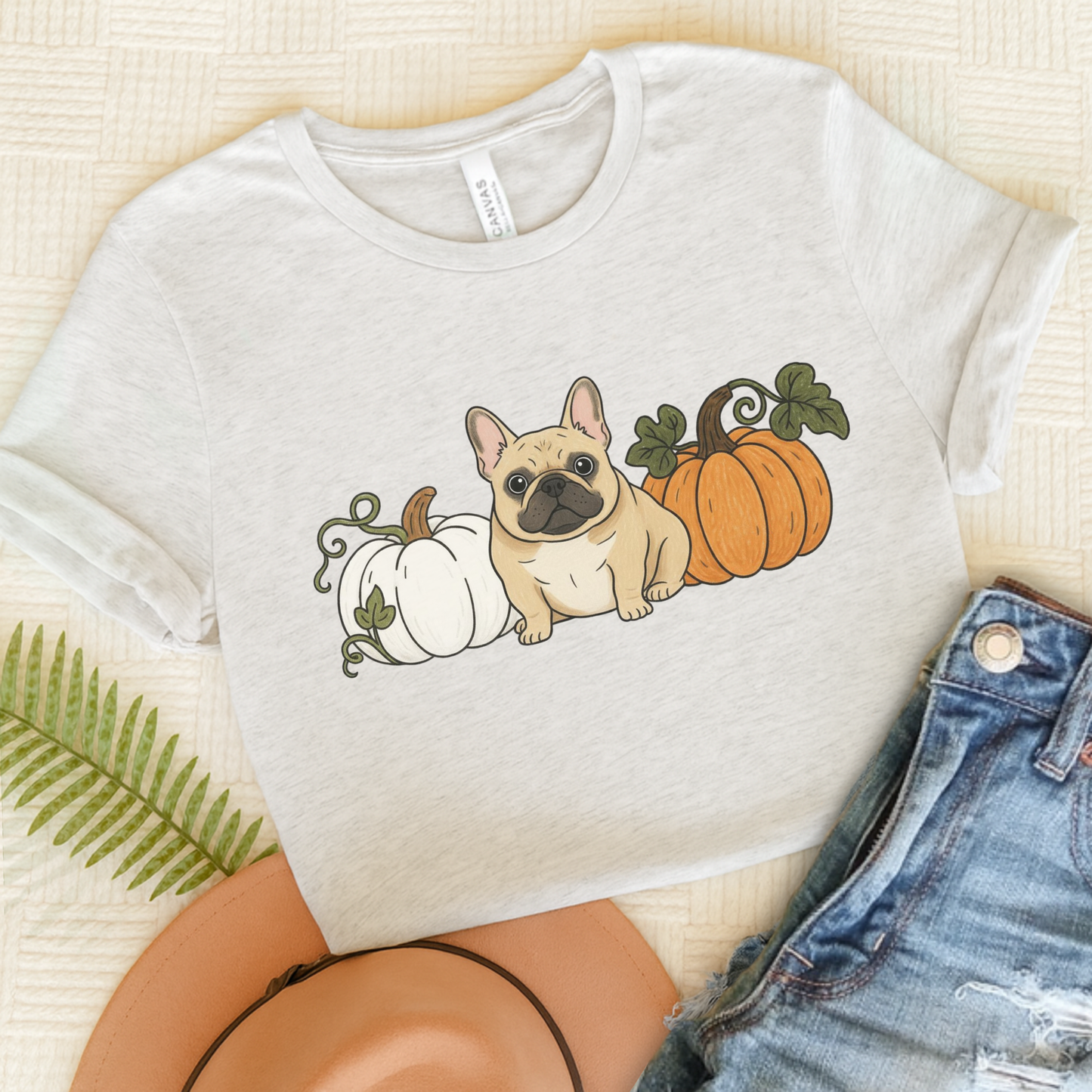 Fawn Frenchie Pupkin Unisex Tshirt Ash