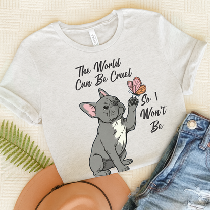 Cruel World Black Frenchie Tshirt Ash