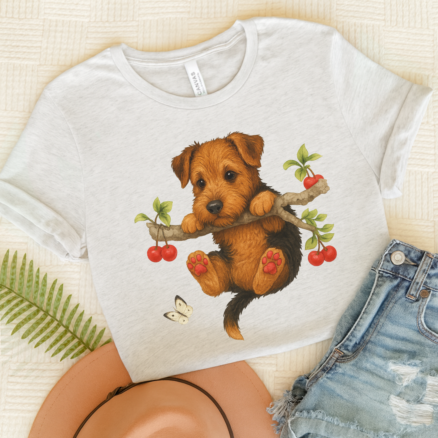 Airedale Terrier Hang In There Tshirt Ash