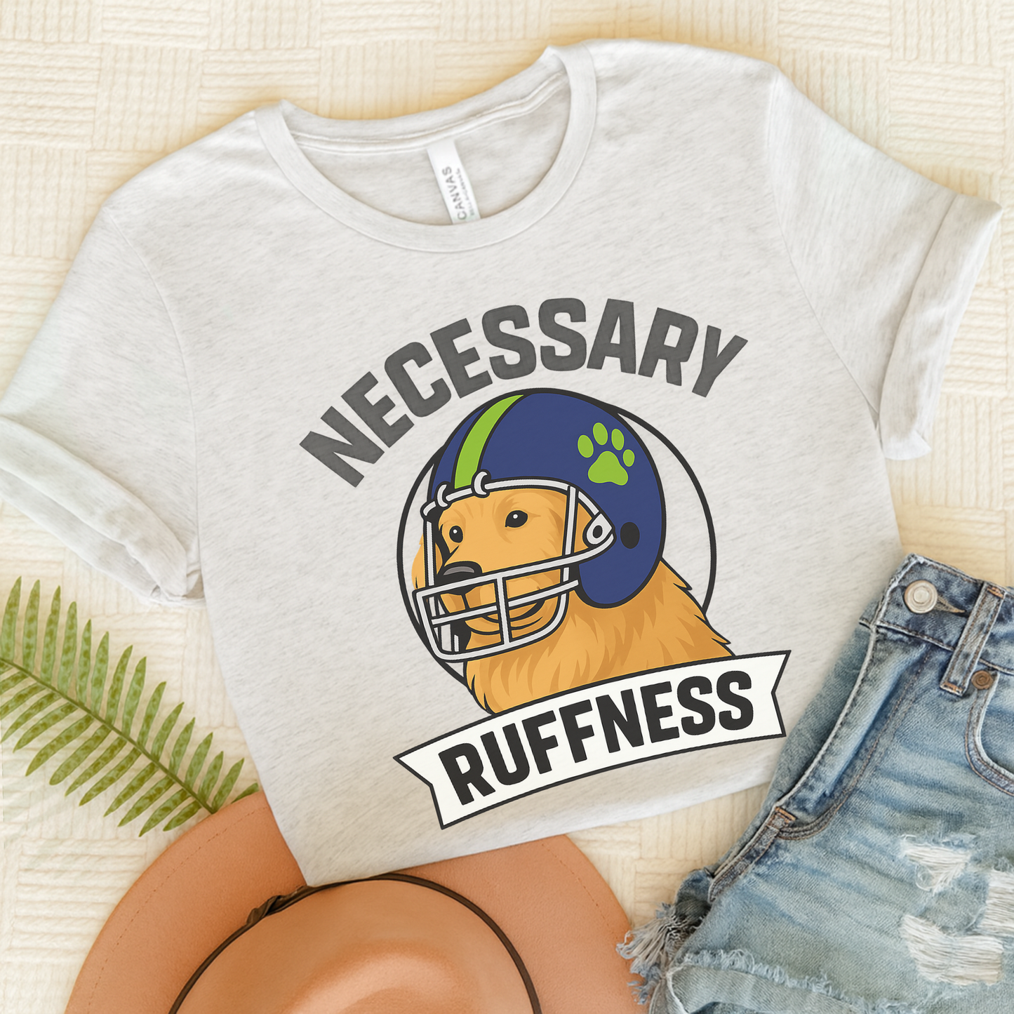 Football Golden Retriever Tshirt Ash