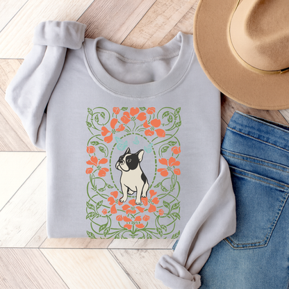 Piebald French Bulldog Butterfly Frame Sweatshirt Ash
