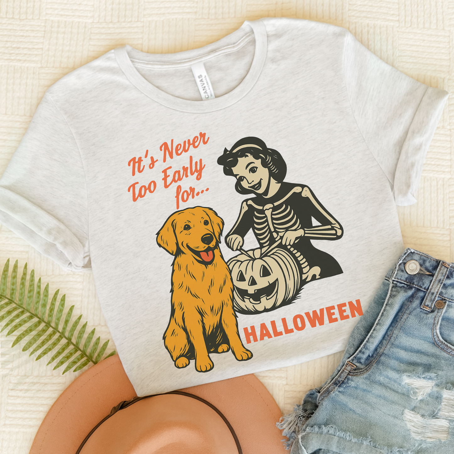 Golden Retriever Early Halloween TShirt Ash