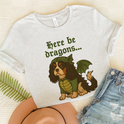 Tricolor Cavalier Here Be Dragons TShirt Ash