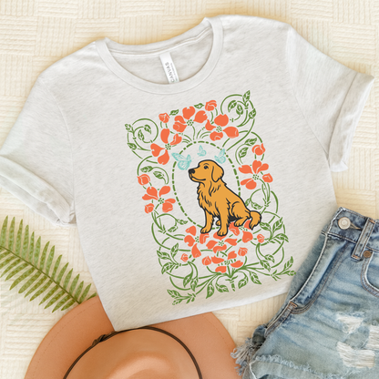 Golden Retriever Butterflies Frame TShirt Ash