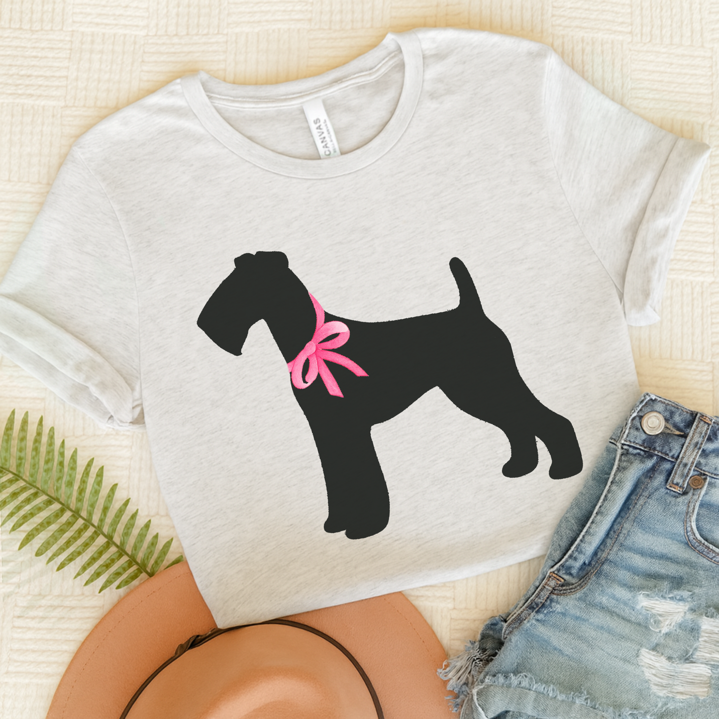 Airedale Terrier Silhouette Tshirt Ash