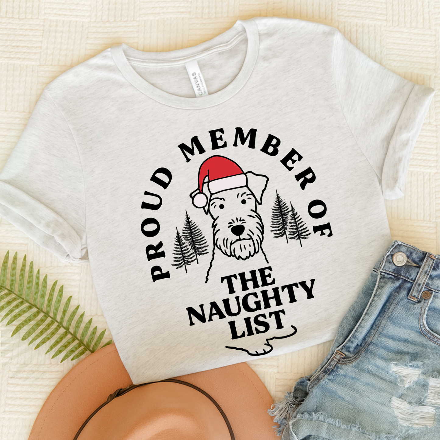 Airedale Terrier Naughty List TShirt Ash