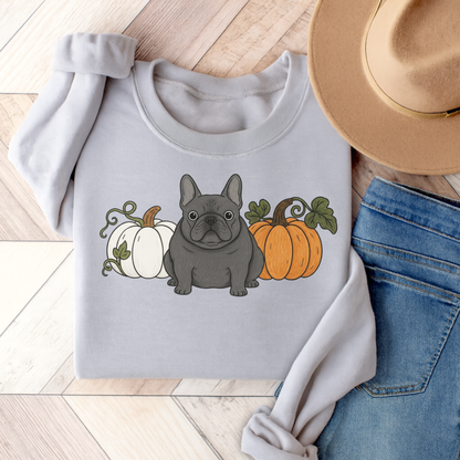 Black Frenchie Pupkin Unisex Sweatshirt Ash