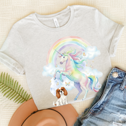 Blenheim Cavalier Watercolor Unicorn Tshirt Ash