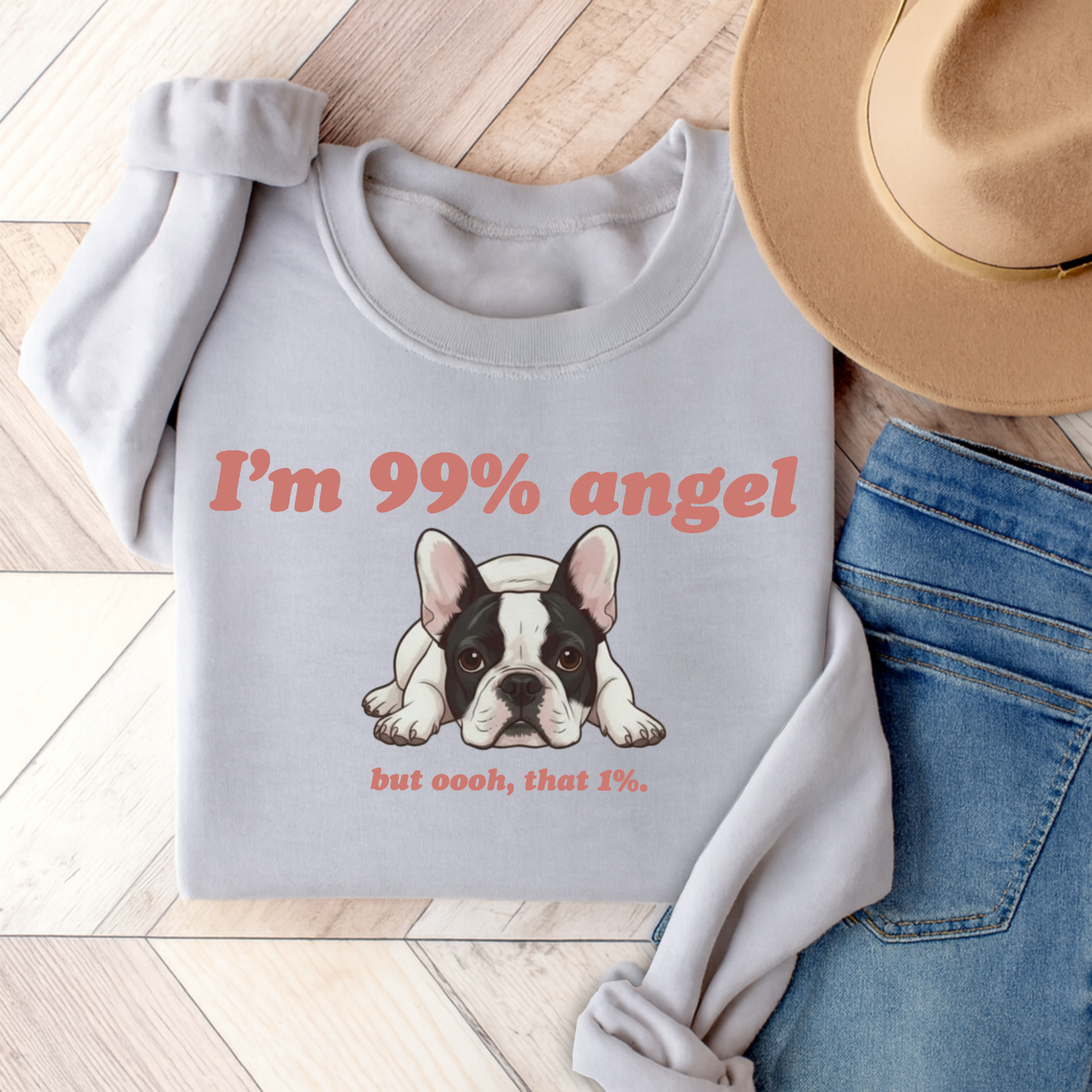 Piebald Frenchie Angel 99% Sweatshirt Ash