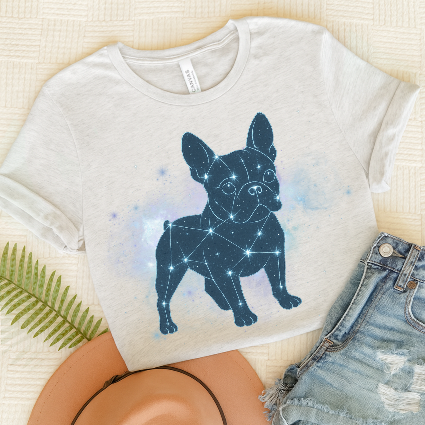 Constellation French Bulldog TShirt Ash