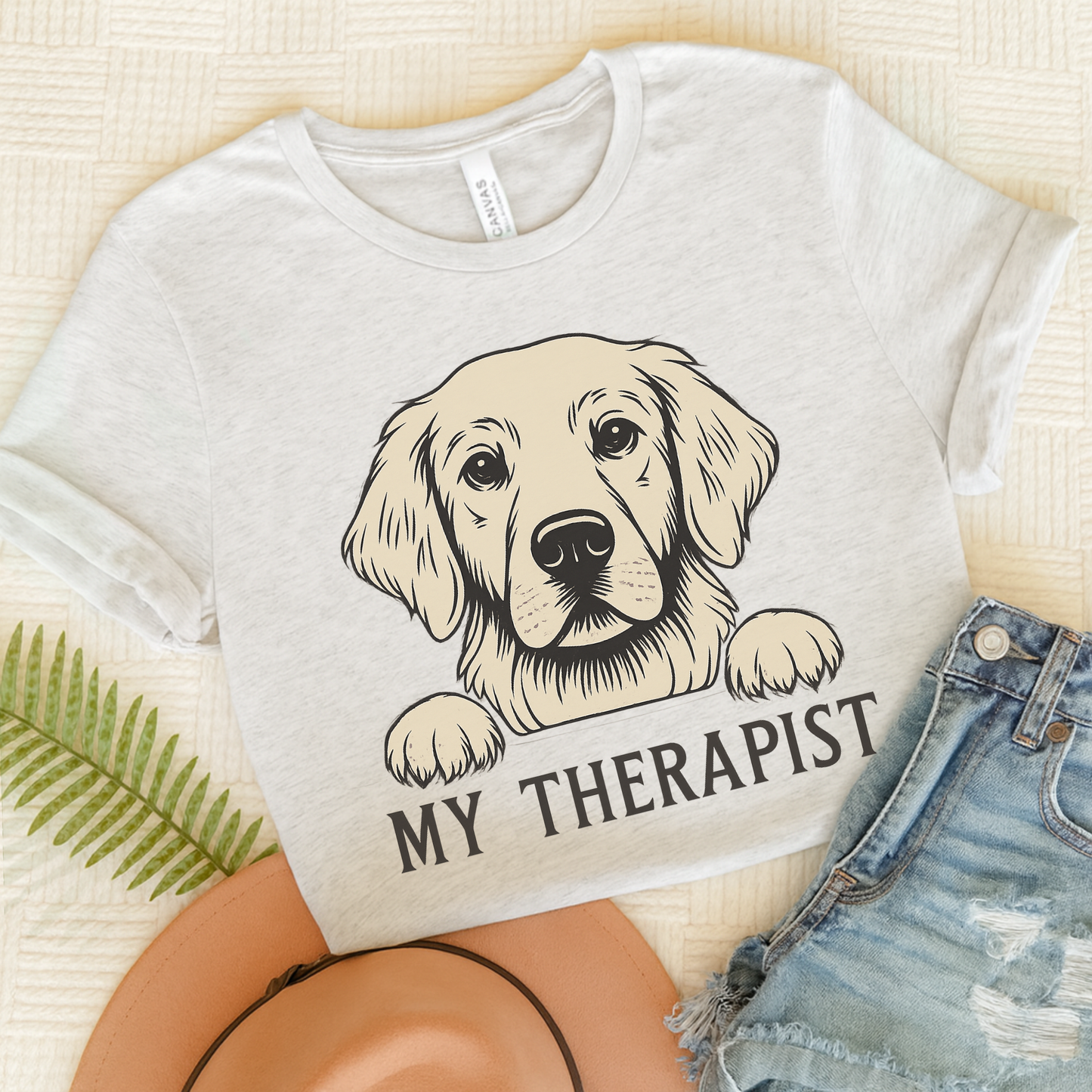 Therapist Golden Retriever Tshirt Ash