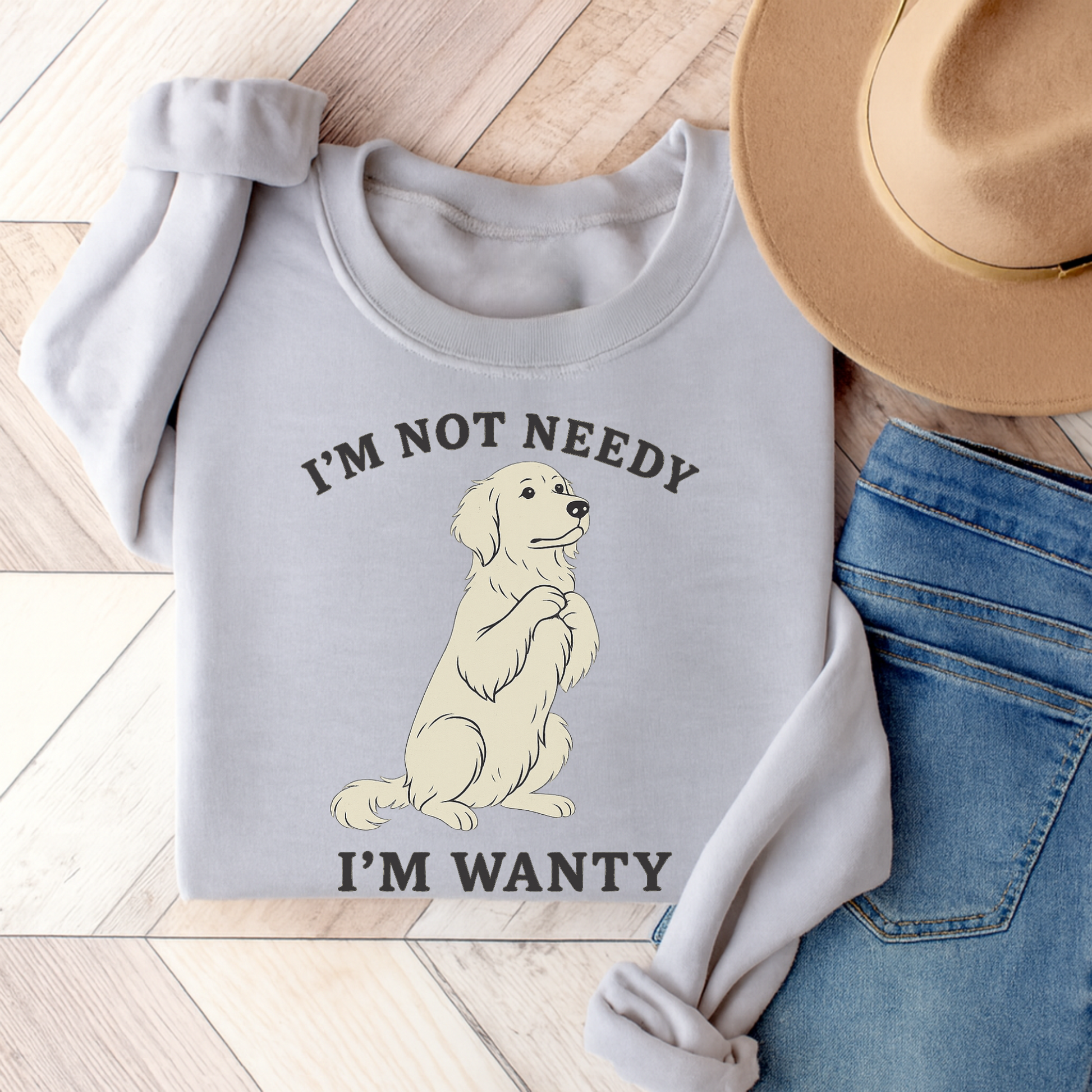 Wanty Golden Retriever Sweatshirt Ash