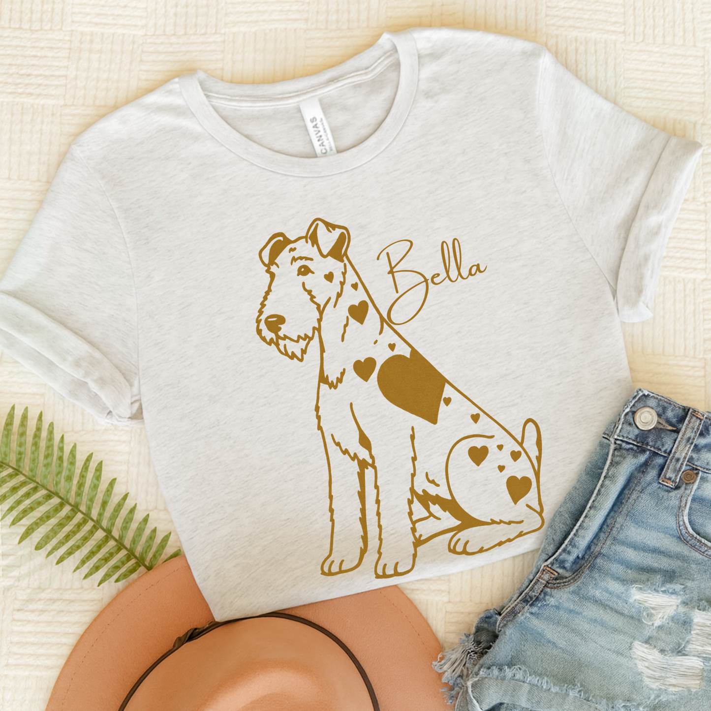 Airedale Terrier Heart Dog TShirt Ash