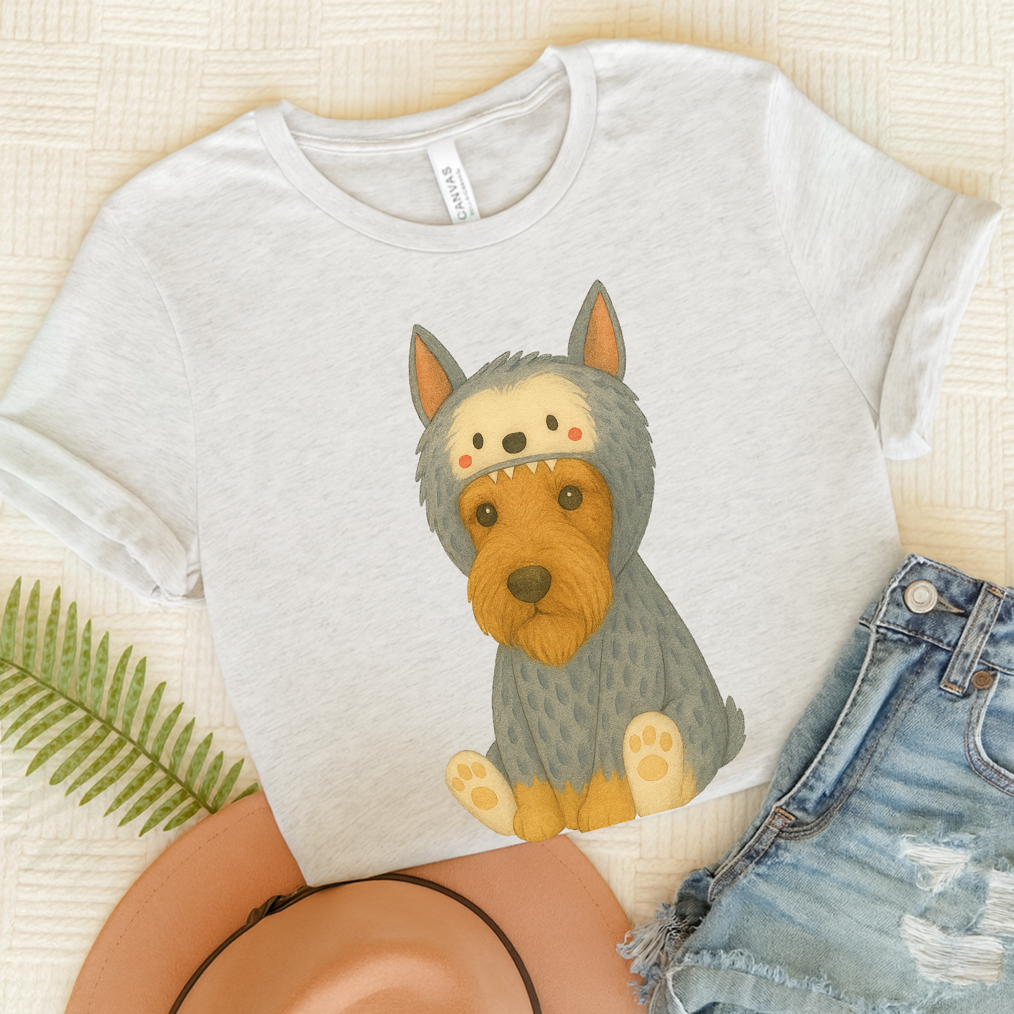 Airedale Terrier Little Monster Tshirt Ash