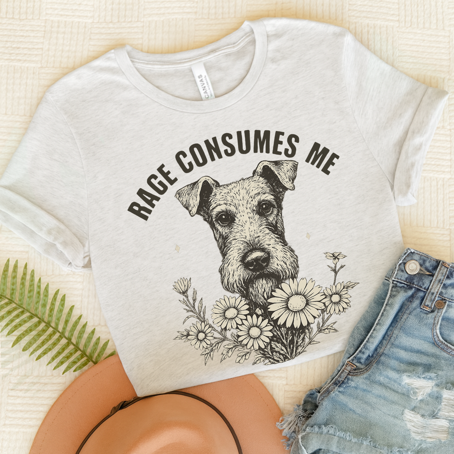 Airedale Terrier Rage Unisex Tshirt Ash