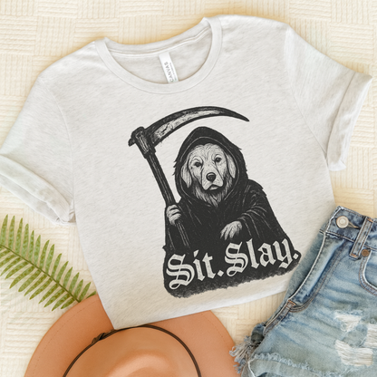 Reaper Golden Retriever Tshirt Ash