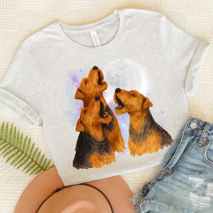 Airedale Terrier Howling TShirt Ash