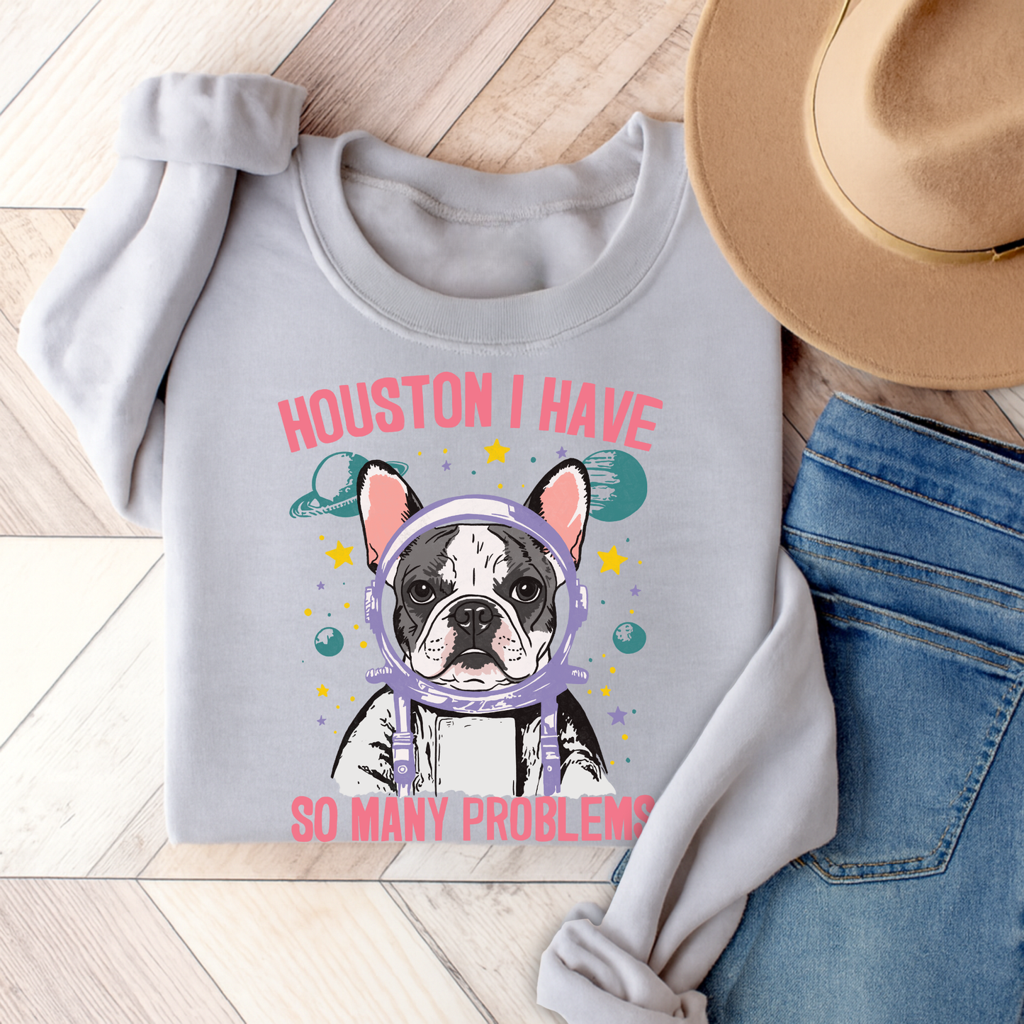 Piebald Frenchie Houston Space Sweatshirt Ash