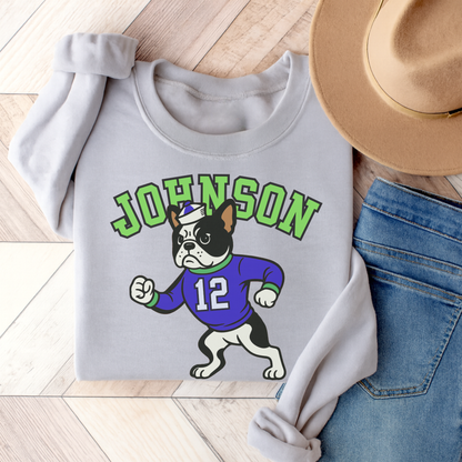 Piebald Frenchie College Mascot Sweatshirt Ash