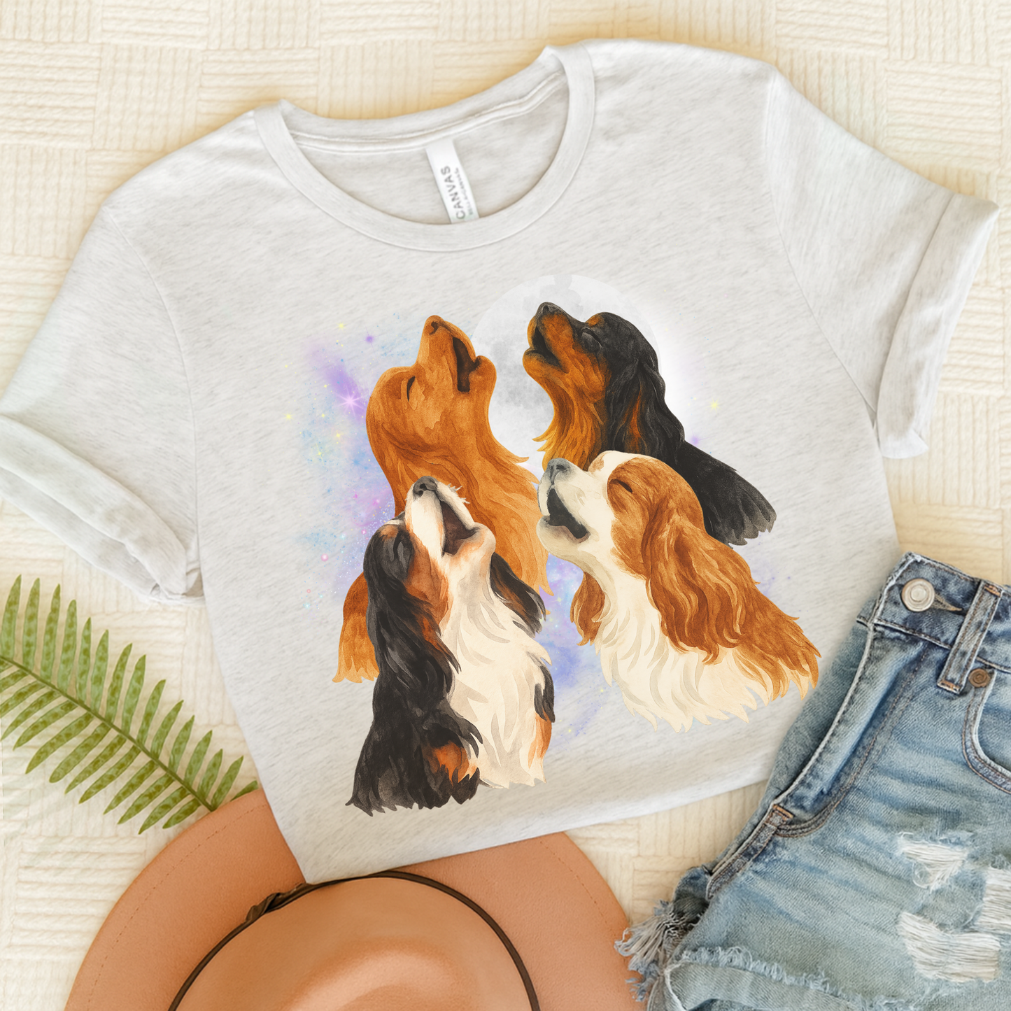 Cavalier King Charles Howling TShirt Ash