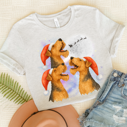 Airedale Terrier Christmas Howliday TShirt Ash