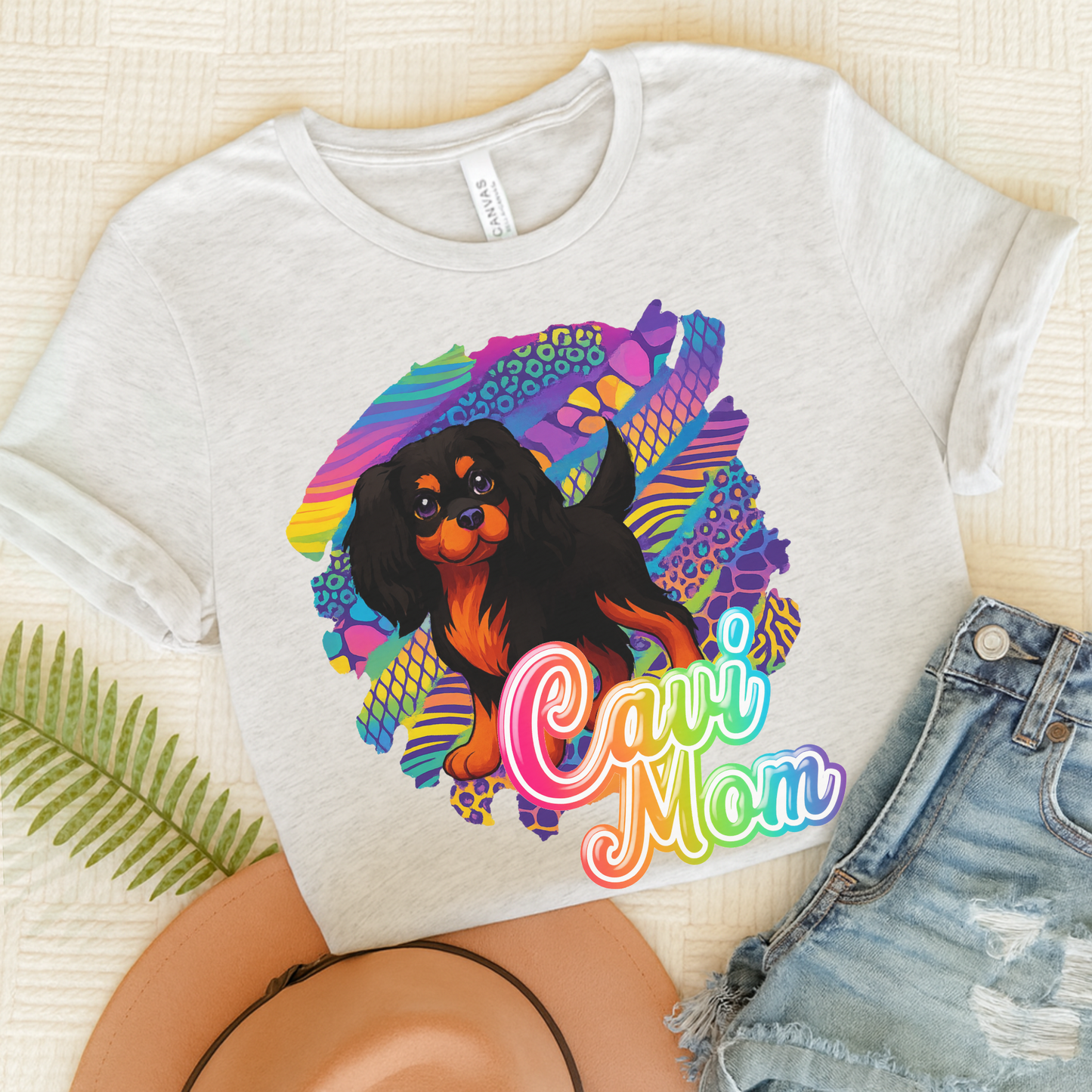 Black & Tan Cavalier Neon Tshirt