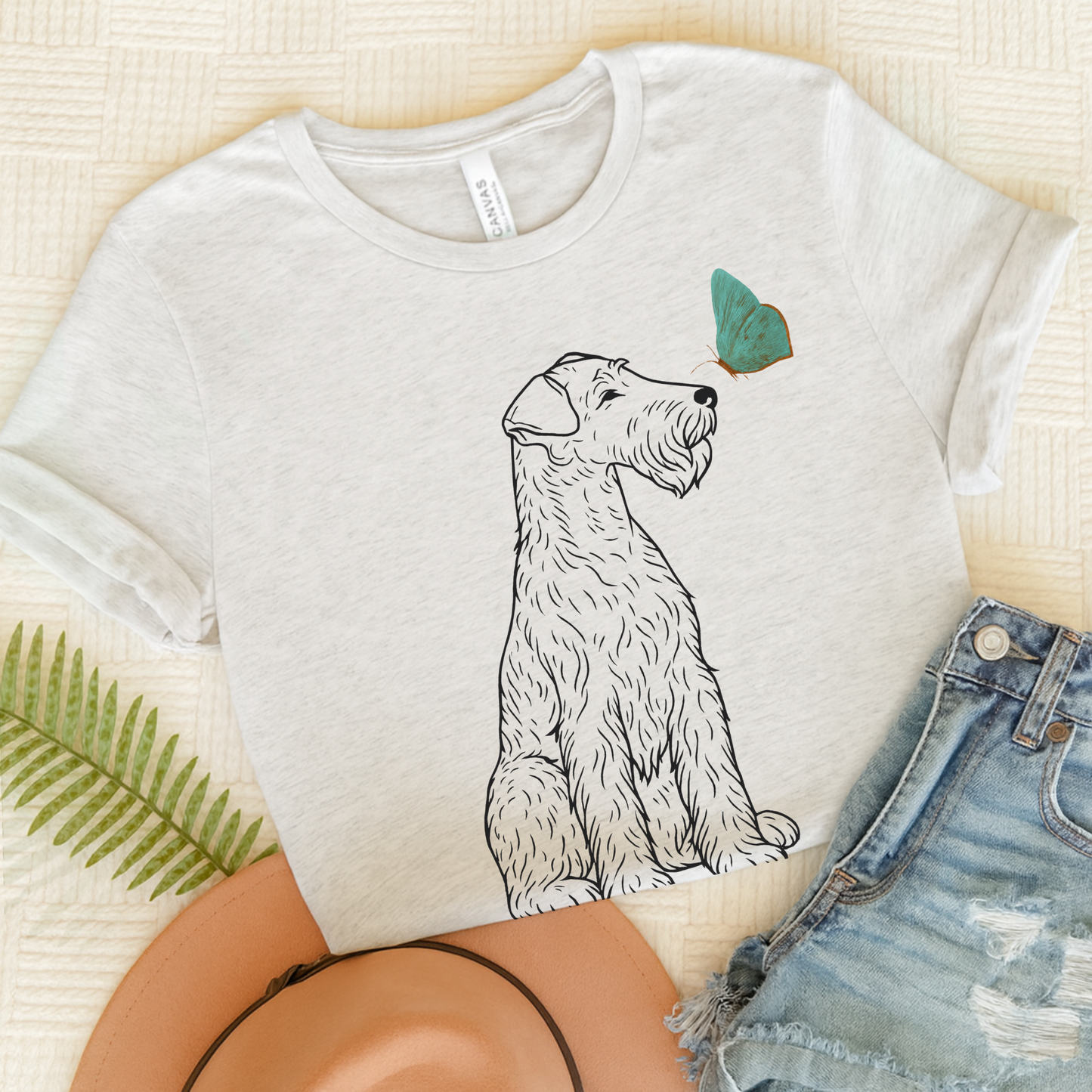 Airedale Terrier Butterfly TShirt Ash