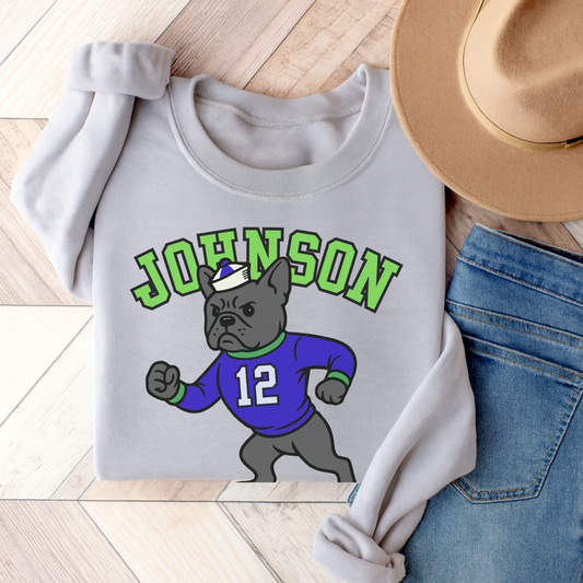 Black Frenchie College Mascot Sweatshirt Ash