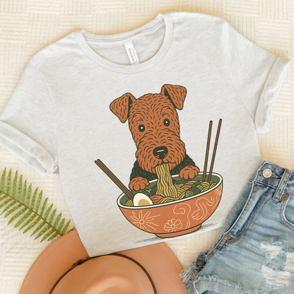 Airedale Terrier Ramen Tshirt Ash