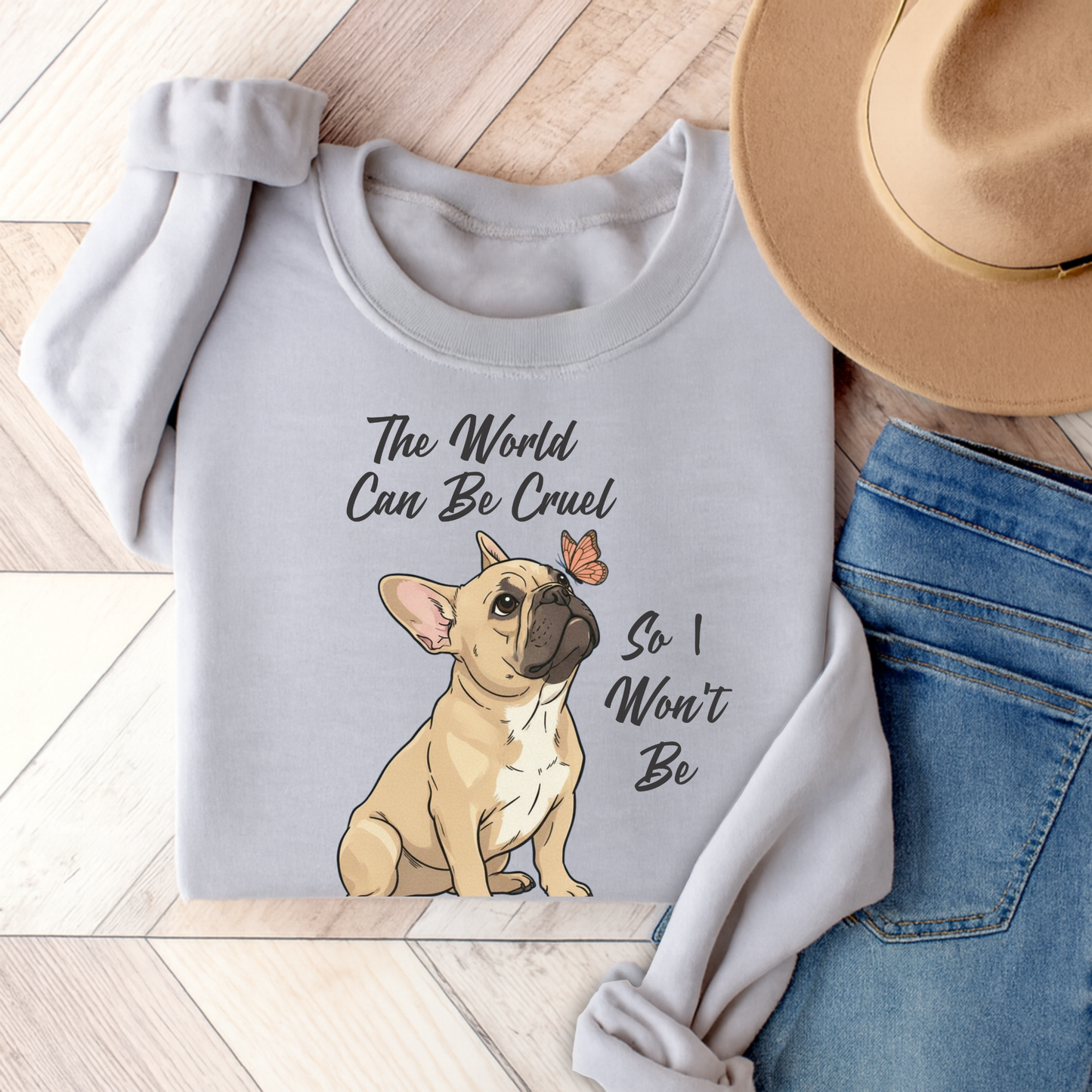 Cruel World Fawn Frenchie Sweatshirt Ash