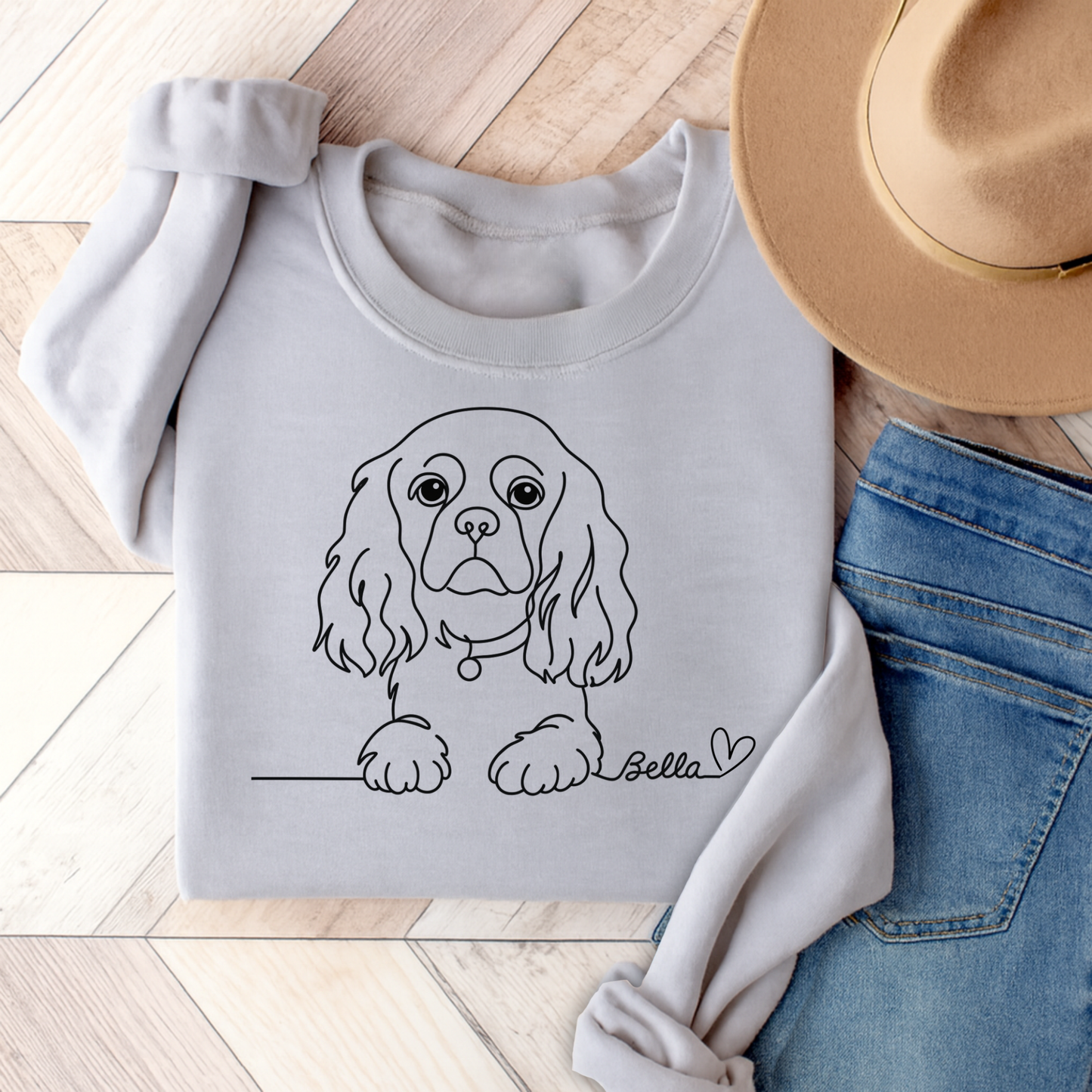 Single Line Name Cavalier Sweatshirt Ash
