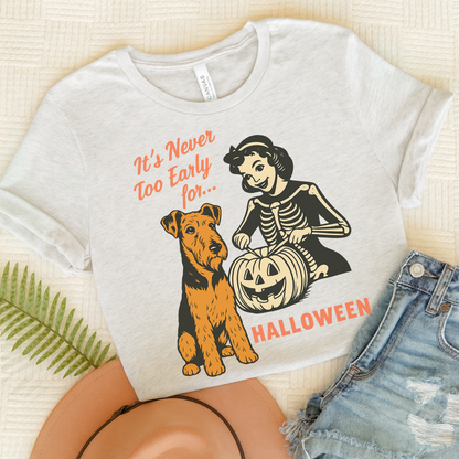 Airedale Terrier Early Halloween TShirt Ash