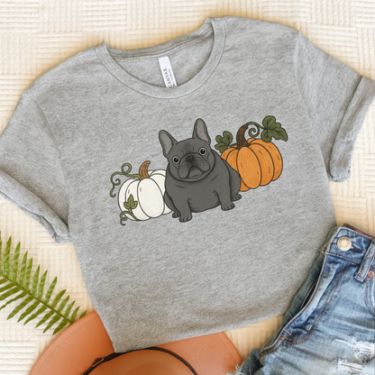 Black Frenchie Pupkin Unisex Tshirt Athletic Heather