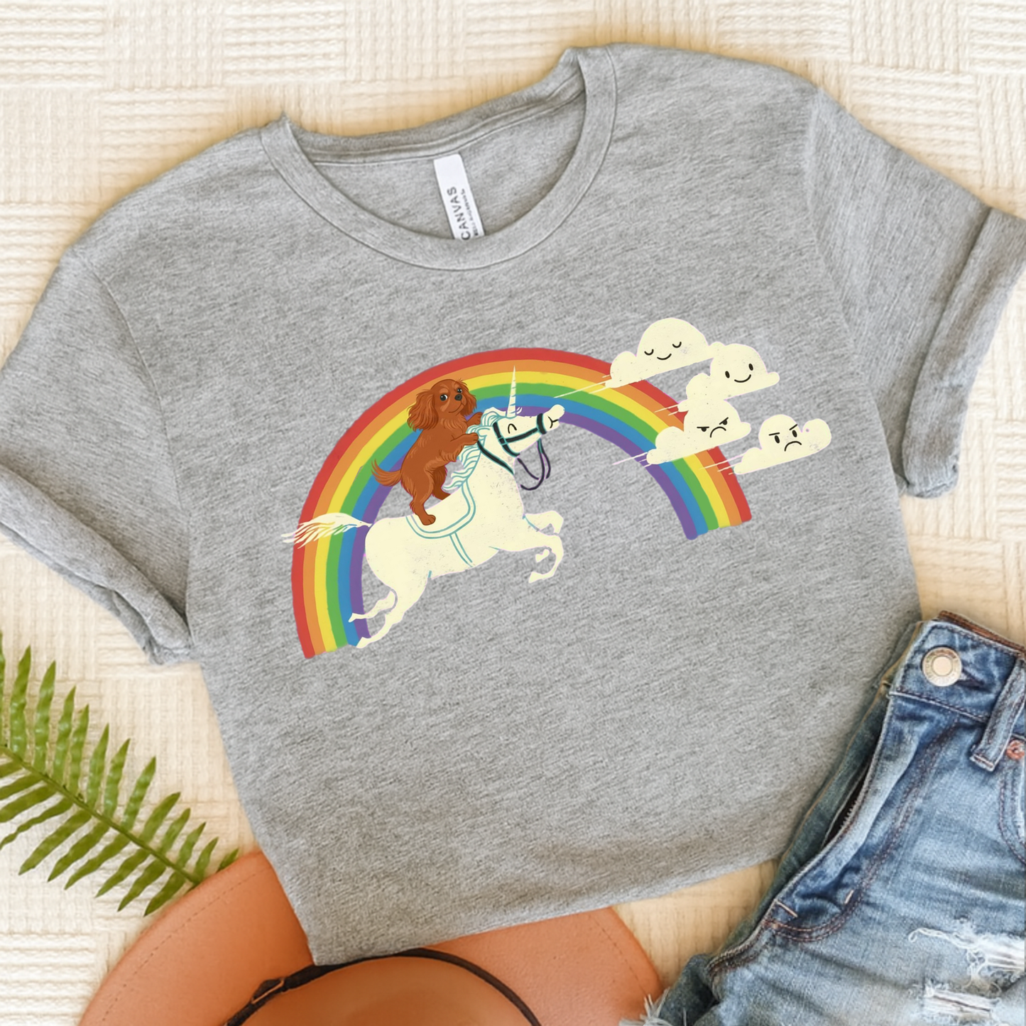 Rainbow Unicorn Ruby Cavalier Tshirt