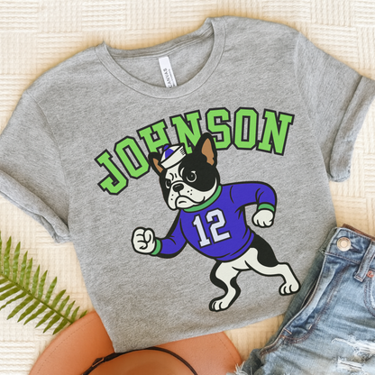 Piebald Frenchie College Mascot TShirt Athletic Heather