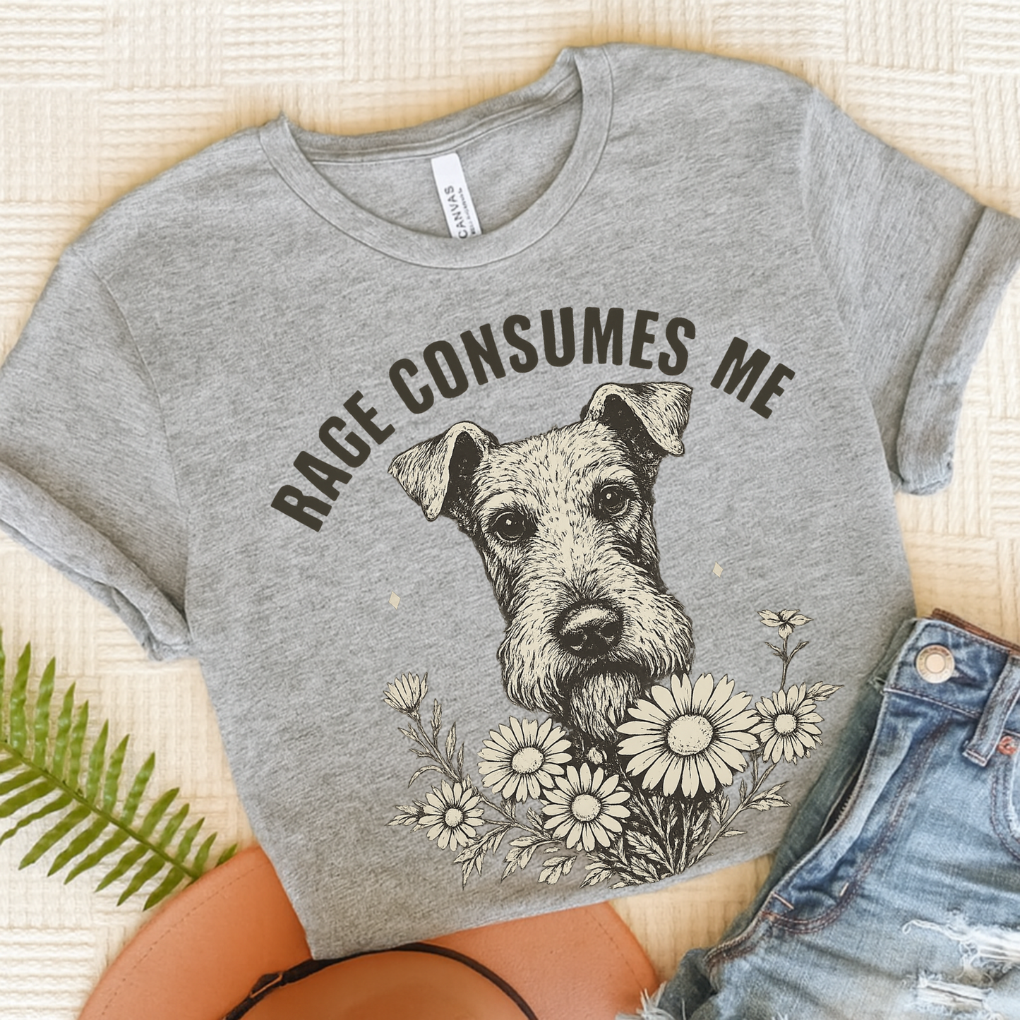 Airedale Terrier Rage Unisex Tshirt Athletic Heather