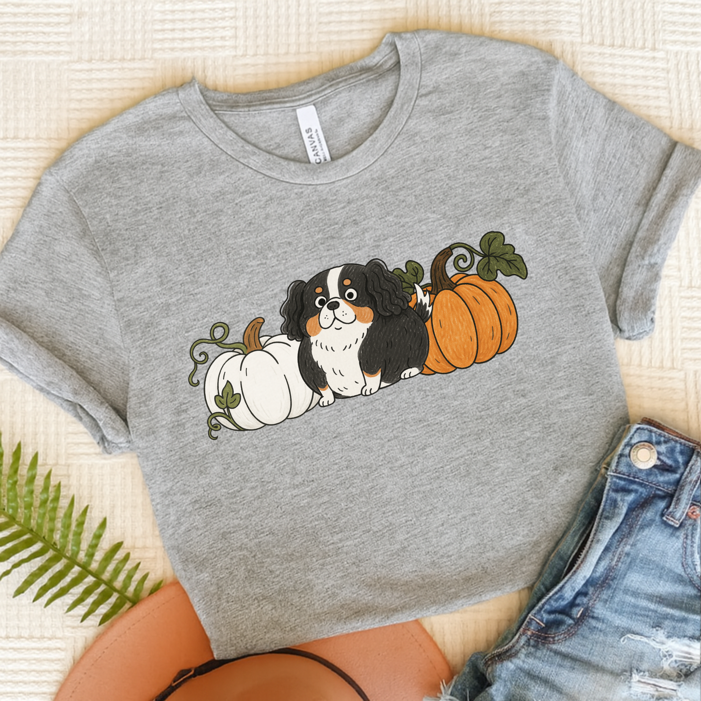Tricolor Cavalier Pupkin Unisex Tshirt Athletic Heather